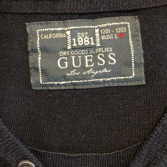 Navy Wool-Blend Lightweight Guess Sweater - Picture 12 of 12